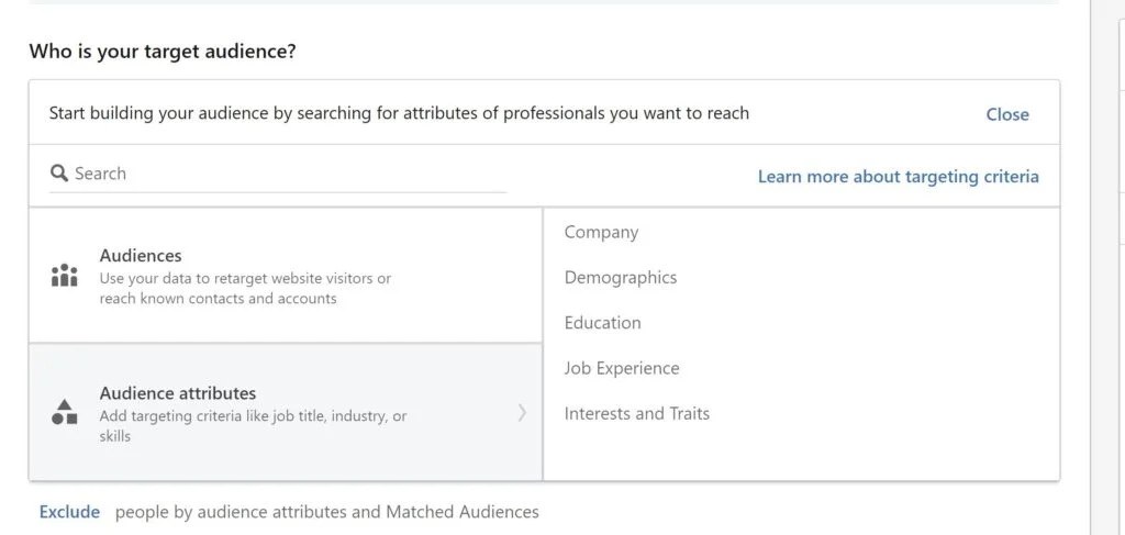 Lead Generation Campaign on LinkedIn for Beginners 9 audiece attribution