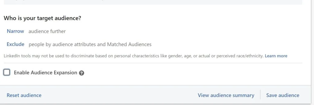 Lead Generation Campaign on LinkedIn for Beginners 8 narrow audience